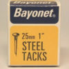 Bayonet Steel Tacks (25mm or 1") - 40g